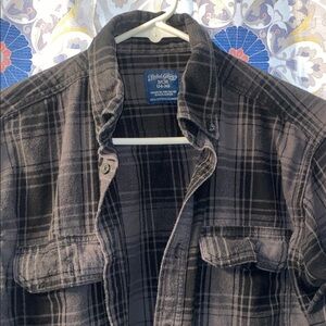 Faded Glory Black and Gray Plaid Button-Up Shirt